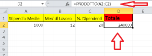 moltiplicare Excel