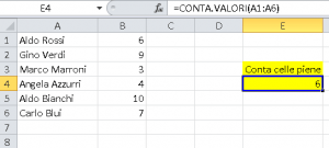 conta valori excel