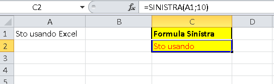 Funzione sinistra di Excel