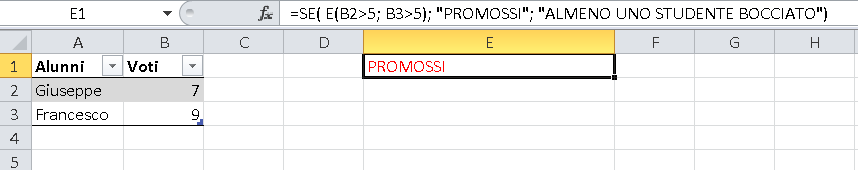 Funzioni SE ed E insieme