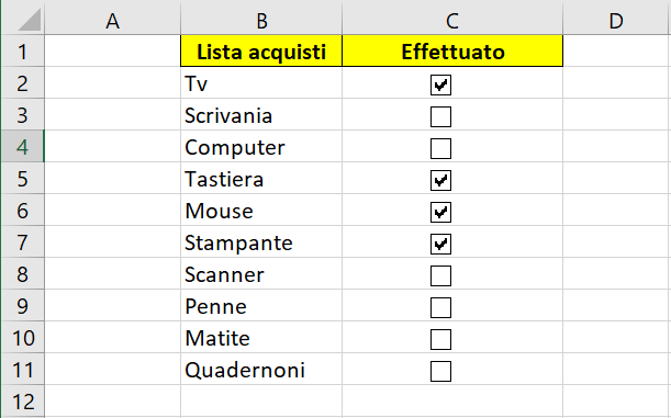 Deseleziona spunta in alcune checkbox