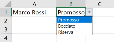 Cella con menù a tendina espanso