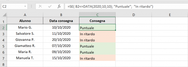 Formula per il controllo della data