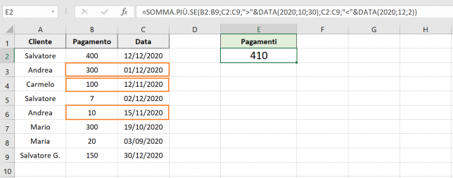 SOMMA.PIU.SE con due date