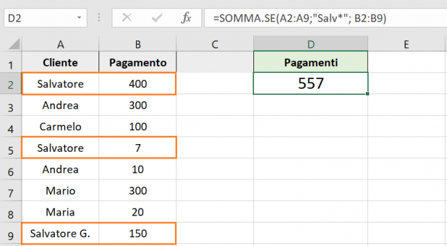 SOMMA.SE con asterisco