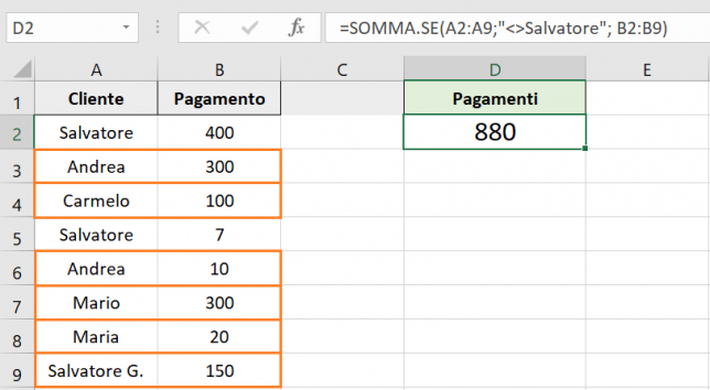 SOMMA.SE con criterio diverso.